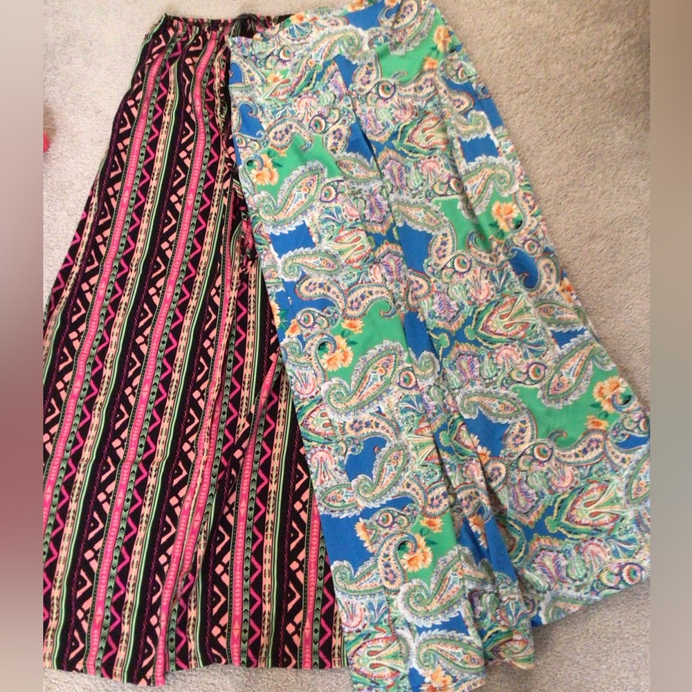 BUNDLE OF “2” WIDE LEG BEACH WARE COVER- UP PANTS— SIZE SMALL
